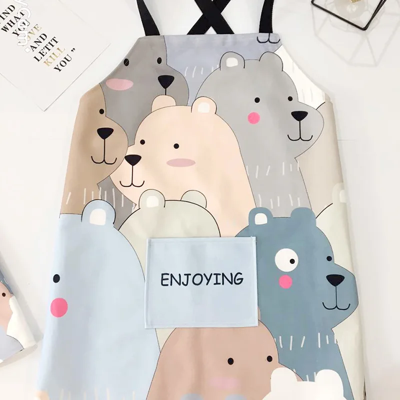 New Style Antifouling Cotton Linen Kitchen Apron Cartoon Parent And Child Baby Bib Sleeveless Advertisement Apron Customiza