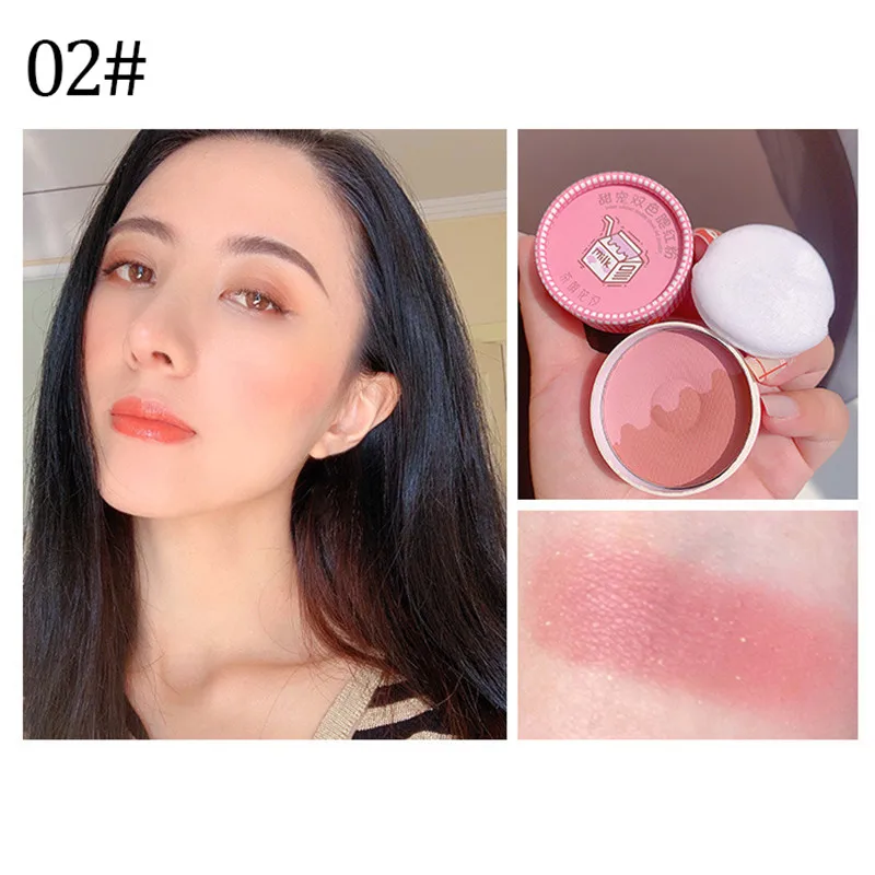 5 Colors Blush Highlighter Powder Two-in-one Makeup Palette with Puff Face Cosmestics Cute Donut High Gloss Contour Bronzer