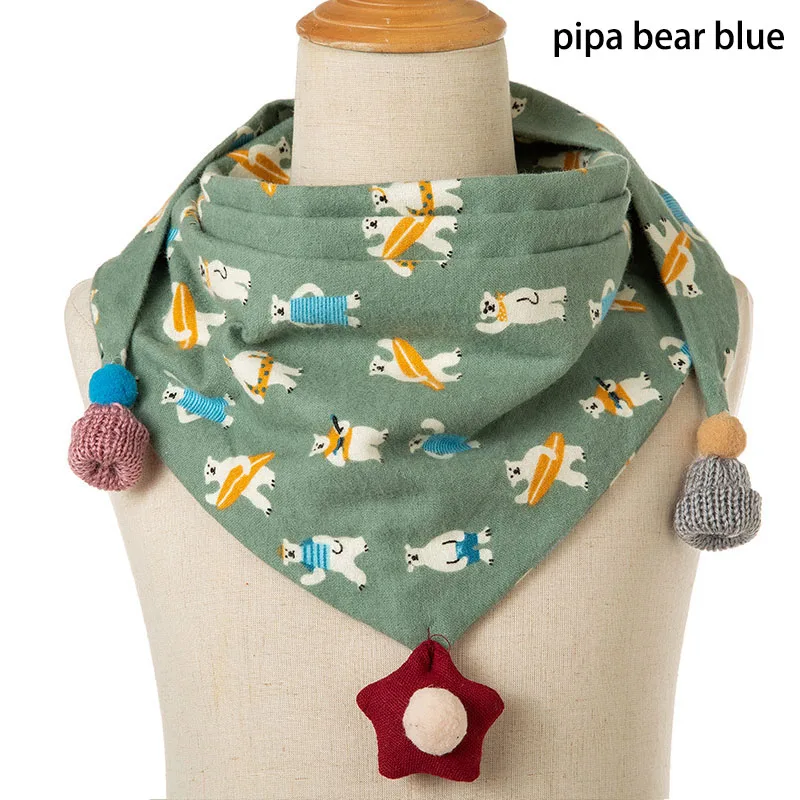pipa bear blue Зимние Детские шарфы Детский шарф с героями мультфильмов шарф для маленьких мальчиков и девочек хлопковый воротник теплый детский шарф - Цвет: pipa bear blue