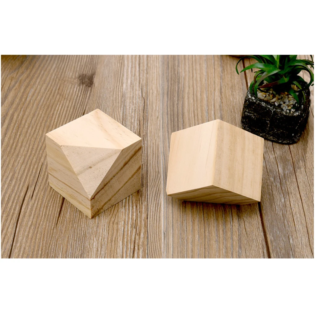 Natural Wooden Square Block Bracelet Display Storage Unpainted Jewelry Holder Showcase