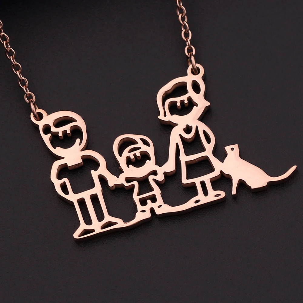 Ожерелье с надписью Love Mom Dad Cat Happy Family Of Three ювелирные изделия | Украшения и