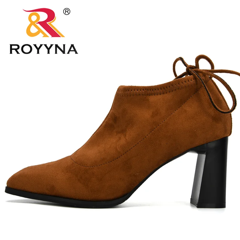 ROYYNA 2020 г. новые дизайнерские популярные ботильоны для женщин уличные модные