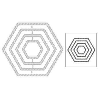 

2020 New Hot Basic Hexagon Border Frame Nesting Layered Background Edge Metal Cutting Dies and For Scrapbooking Foil No Stamps