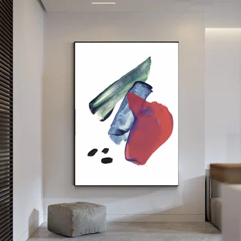 

Mixed Watercolour Abstract Red and Blue Art Print Canvas Poster Art Print Wall Pictures for Living Room No Frame