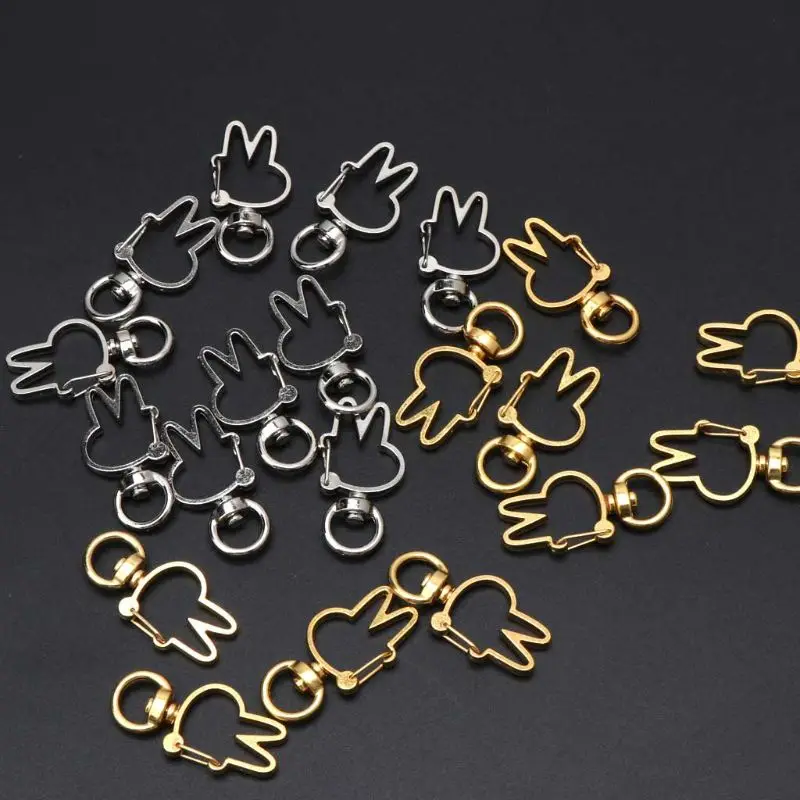 

10Pcs Cute Rabbit Keychain Metal Swivel Lobster Clasp Snap Hook Jewelry Findings E15E