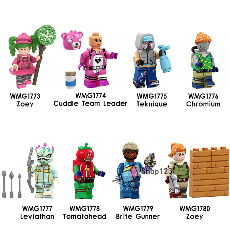 

20 PCS Game Battlegrounds Tekinque Cuddle Team Leader Zoey Building Blocks Models Battle Royale Toys For Kids