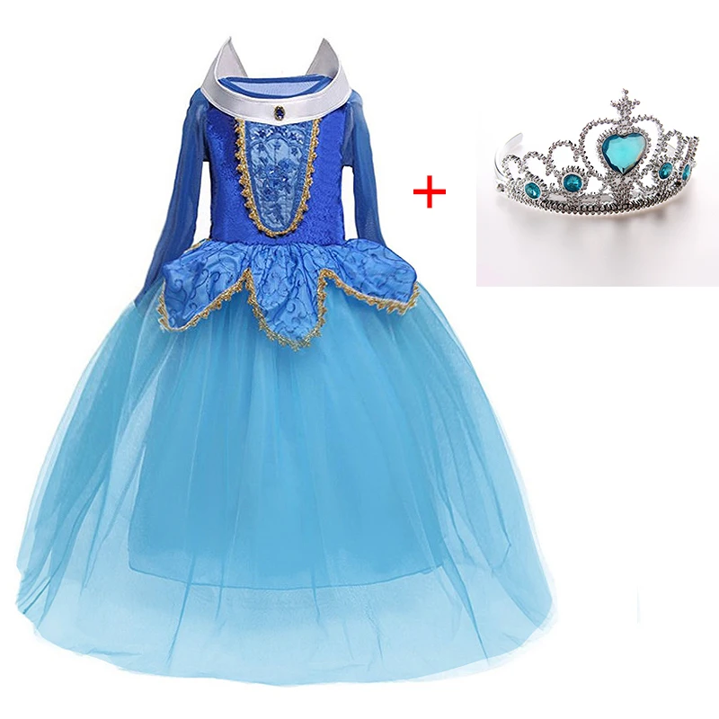 Новое платье принцессы Авроры Детские платья для девочек, костюм на Хэллоуин платье Анны и Эльзы детское карнавальное платье для ролевых игр