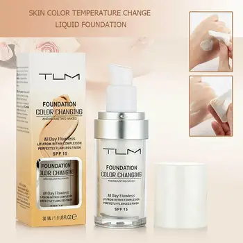 

TLM Foundation 30ml Makeup Color Changing Liquid Matte High Coverage Concealer Cream Hydrating Long Lasting Makeup Comestics