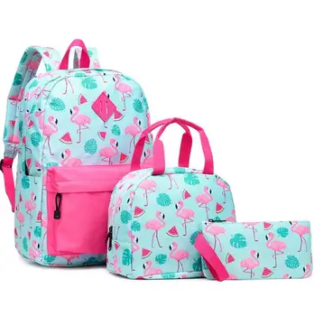 

Children Backpack sets Fashion Cute Flamingo print 3pcs Set Boys Girls School Bags sets women's Backpack teenagers Bag Mochila