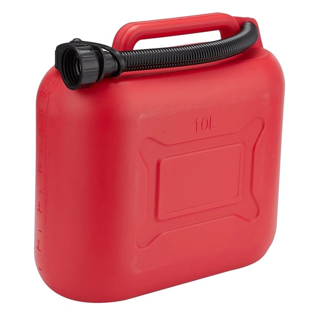 Red 10L Jerrycan Plastic Fuel Container Funnel Spout Bottle Jerry Can  Jerrican