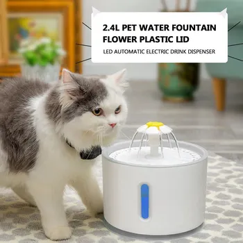 

2.4L Automatic Pet Cat LED Water Fountain Drinking With Water Level Window