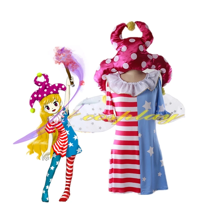 

Anime Touhou project Legacy of Lunatic Kingdom Clownpiece Cosplay Costume With Socks And Hat Halloween Costumes for Women