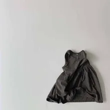 Новинка весны, корейское детское платье трапециевидной формы, свободное Сетчатое платье без рукавов с круглым воротником для девочек