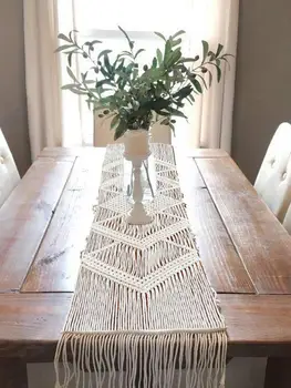 

Hand Woven Macrame Table Runner Nordic Wedding Party Table Decoration Bohemian Bedding Blanket Ins Tapestry Home Office Ornament