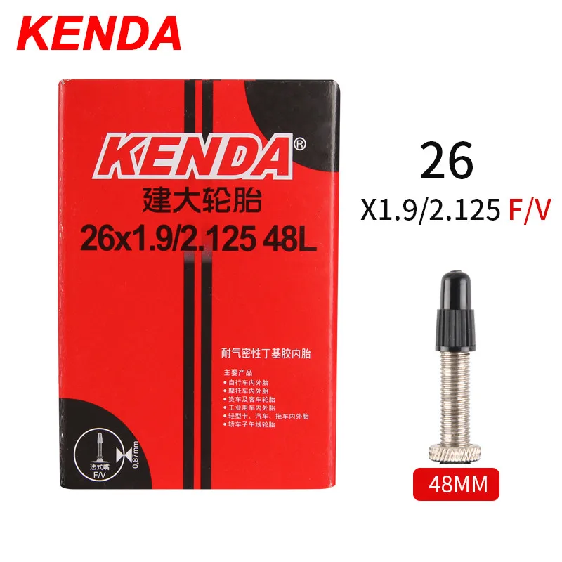 26x1.9-2.125-48L-FV 2 шт. Kenda ниппелем для горного велосипеда дорожный велосипед шины реагенты обогащения бутил резиновая камера велосипедной шины 26/27. 5/29/700c ультралегкий, нержавеющий ниппель камеры высокого давления к клапану Шредера трубки - Цвет: 26x1.9-2.125-48L-FV