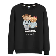 

100% Cotton Plus Velvet Lovers Bear Pullover Women's Pullover Winter Men's Sweatshirt Super Dalian Hoodie Lovers Sweater S-4XL