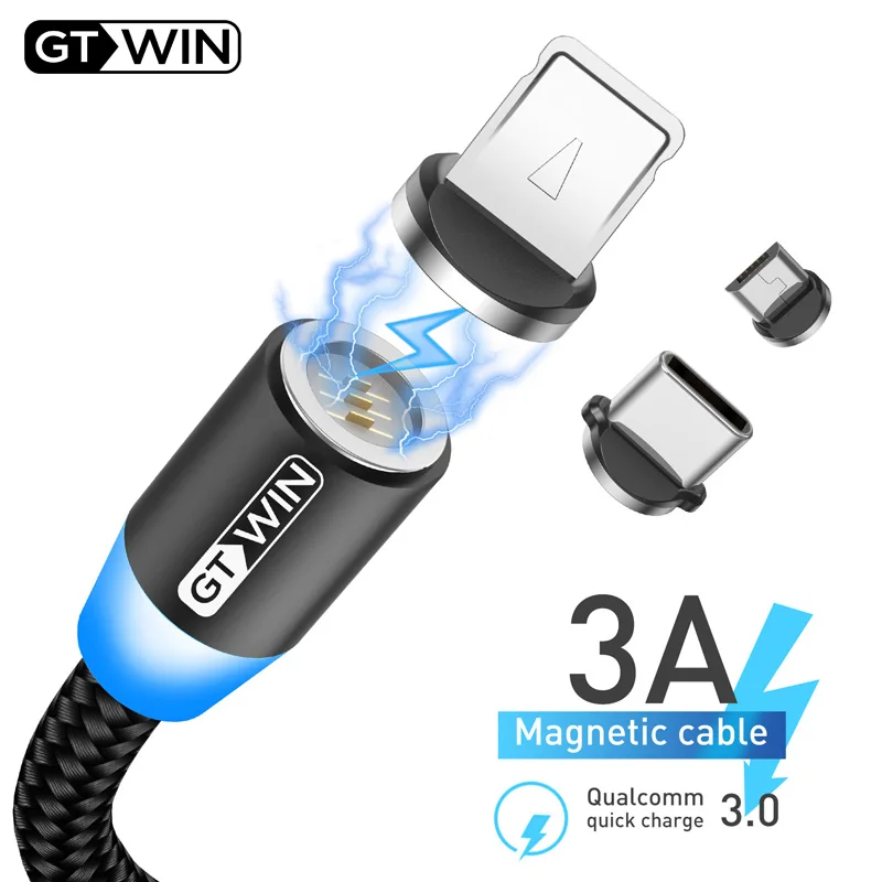 GTWIN 1M 2M 3A Магнитный кабель для быстрой зарядки usb type C Micro ...