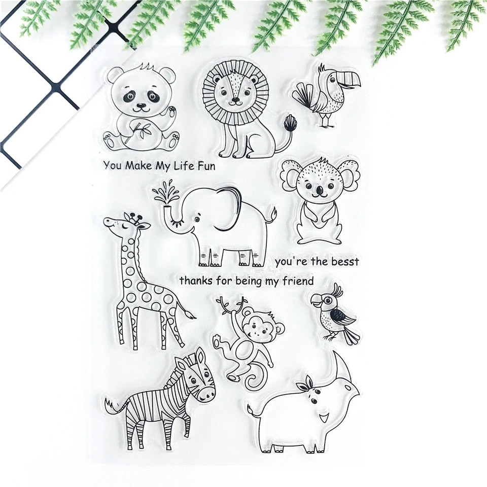 GLOBLELAND Timbri In Silicone Trasparenti Animali Pigri - Foglio 16x11 Cm Per Scrapbooking E Journaling