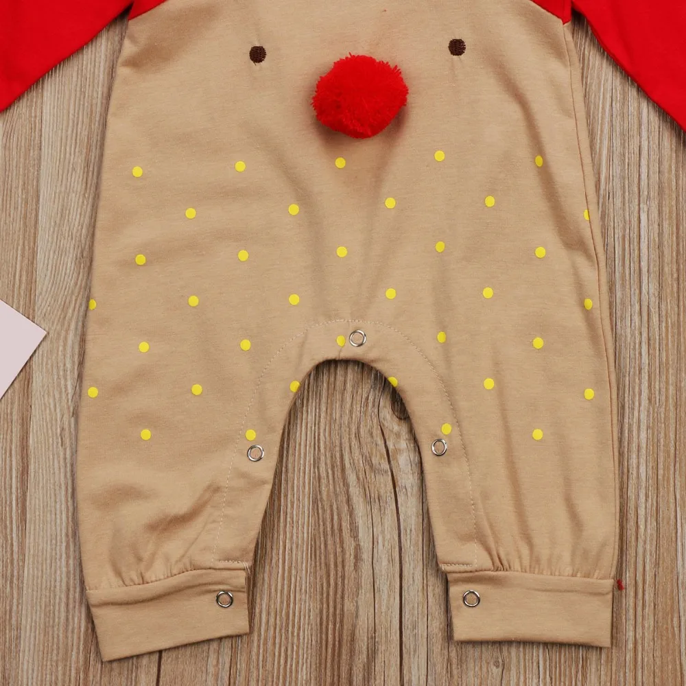 Детская Рождественская одежда милый комбинезон для детей с рисунком рога, Модный хлопковый комбинезон с круглым вырезом и длинными рукавами и капюшоном