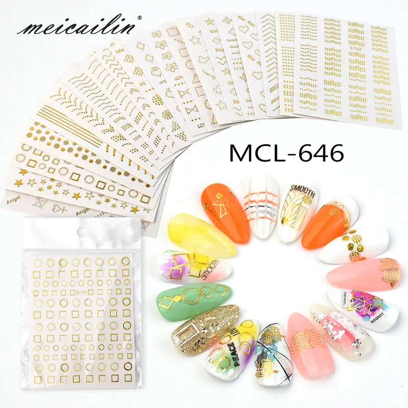 Japanese-style Manicure Gold Foil Stickers 3D Stickers Nail Sticker English Lettered Snowflake Stereo Gum Nail Polish Stickers