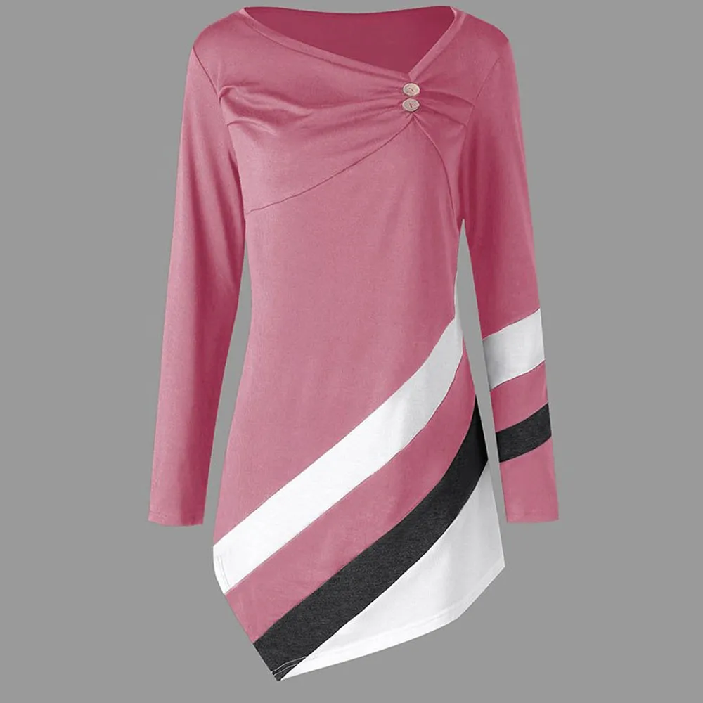 Женская осенне-зимняя полосатая Асимметричная туника, топы, рубашки для леди, плюс размер, 5XL блузка, blusas femininas tunique, женские блузки
