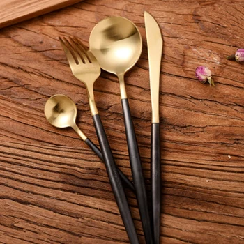 

Stainless Steel Steak Knife and Fork Set Western Tableware Matt Mirror 5 Piece Set