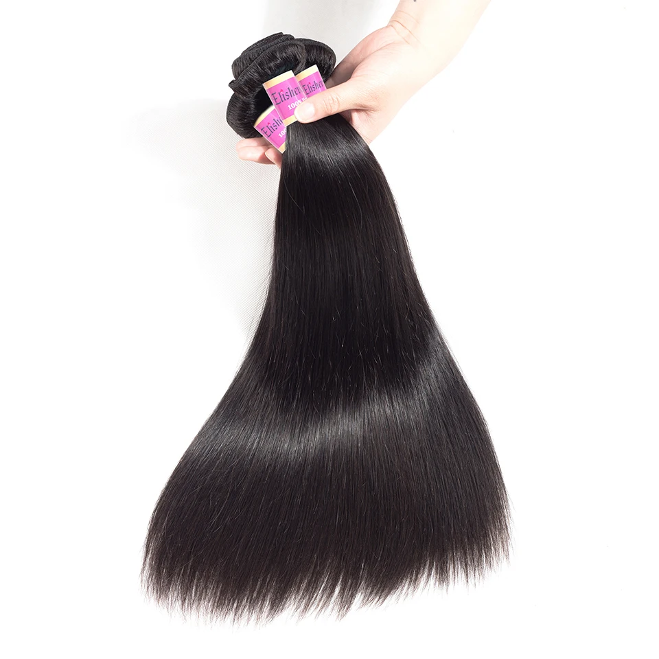 Pacotes de Cabelo Reto com Fechamento Feixes de Cabelo Pacotes com Fechamento do Laço e Pacotes Elisheva Remy Peruano Humano 4x4 3 4 Cheap Pacotes com 34 com fecho