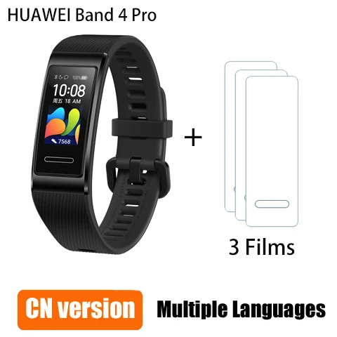Huawei Band 4 pro SmartBand монитор сердечного ритма автономный gps проактивный мониторинг здоровья SpO2 кислорода в крови - Цвет: black n 3films