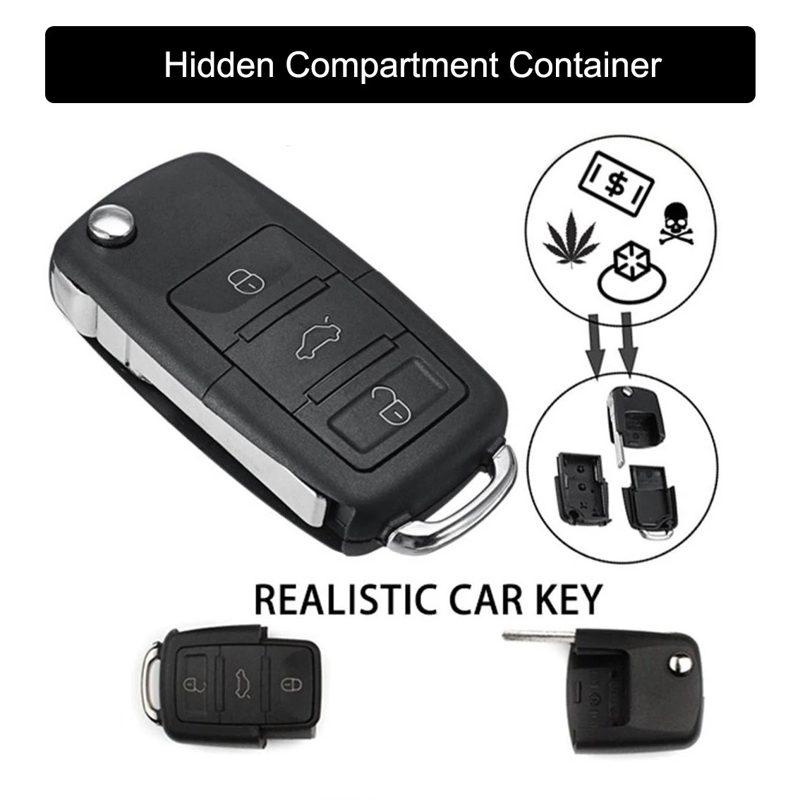 Fake Car Key Safe Hidden Secret Compartment Stash Box Discreet Decoy Car  Key Fob to Hide and Store Money - AliExpress