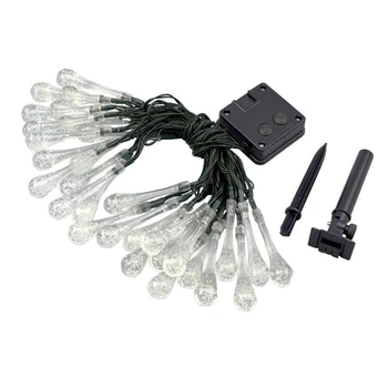 

30 LED Water Droplets Crystal Balls Solar Lights 5M Warm White Waterproof Outdoor and Indoor Fairy String Lights for Home Garden