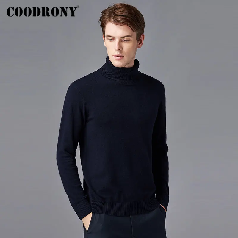COODRONY Brand Turtleneck Sweater Men Pull Homme Autumn Winter Thick Warm Pullover Men Soft Cotton Wool Knitwear Sweaters 91119