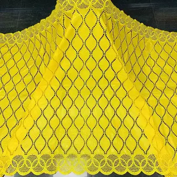 

Latest yellow african bazin riche fabric high quality swiss cotton dubai lace fabric french bazin brode 5yards 37D717