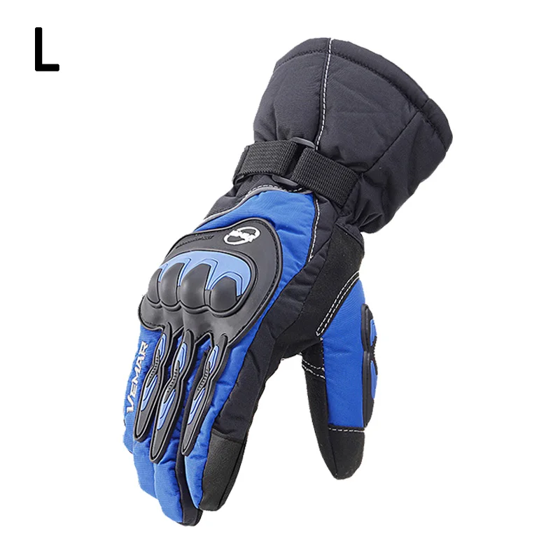 1 пара зимних мотоциклетных зимних велосипедных перчаток для пеших прогулок, ветрозащитные водонепроницаемые теплые Синие Защитные шестерни