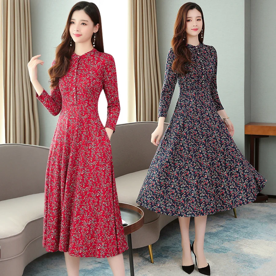 2022 Vintage Floral Cotton Midi Dresses 