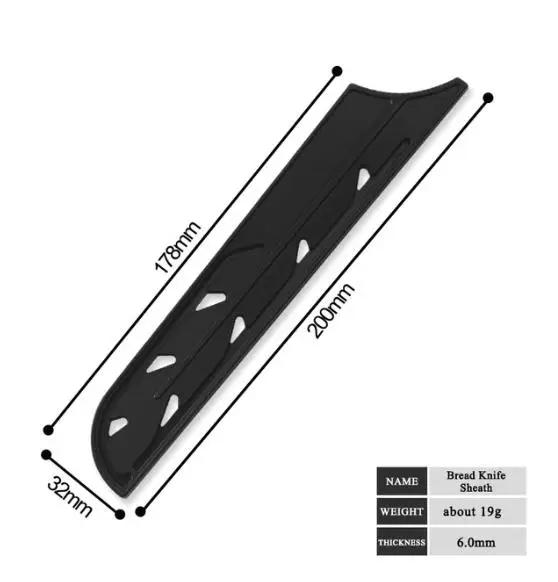 For 8 inch Bread Дамасский Чехол для ножа черные пластиковые ножи Чехлы для нержавеющей стали футляр для ножей защита лезвия Ножи защита лопастей кухонный инструмент - Цвет: For 8 inch Bread
