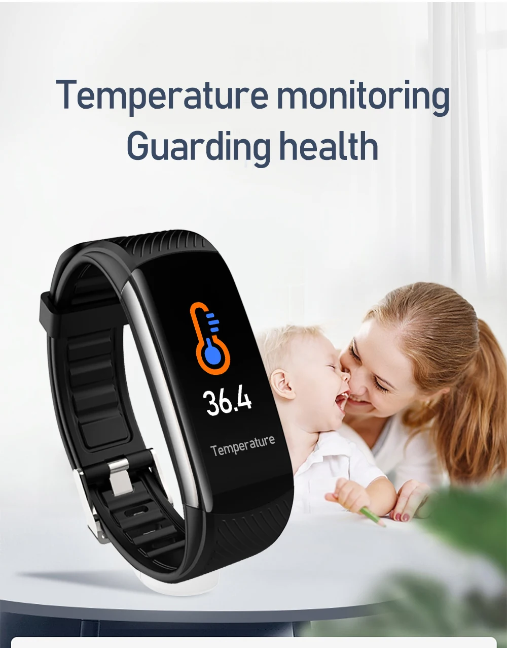 C6T Body Temperature Smart Bracelet Watch Waterproof Heart Rate Monitor Smartband Wristband Fitness Health Tracker Smartwatch