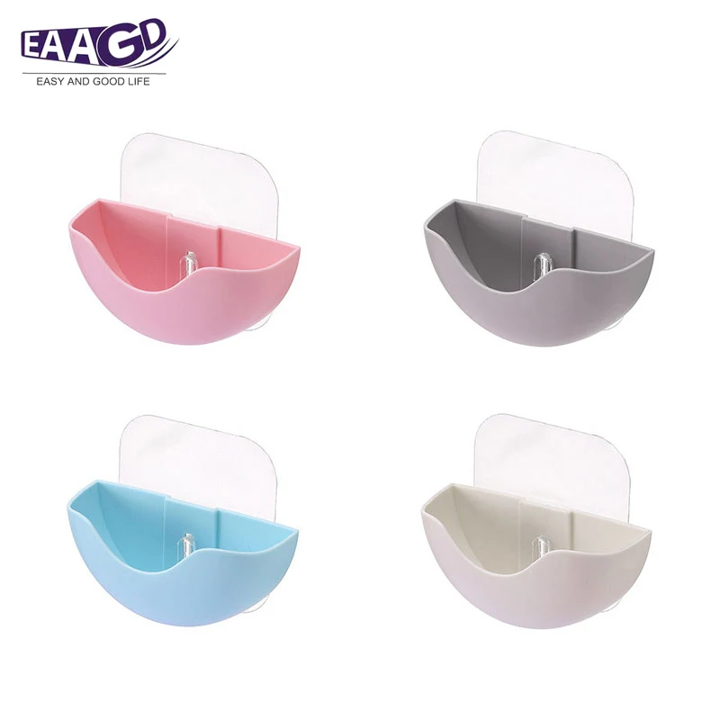 Plastic Suction Cup Soap Toothbrush Box Dish Holder Bathroom Shower Accessory