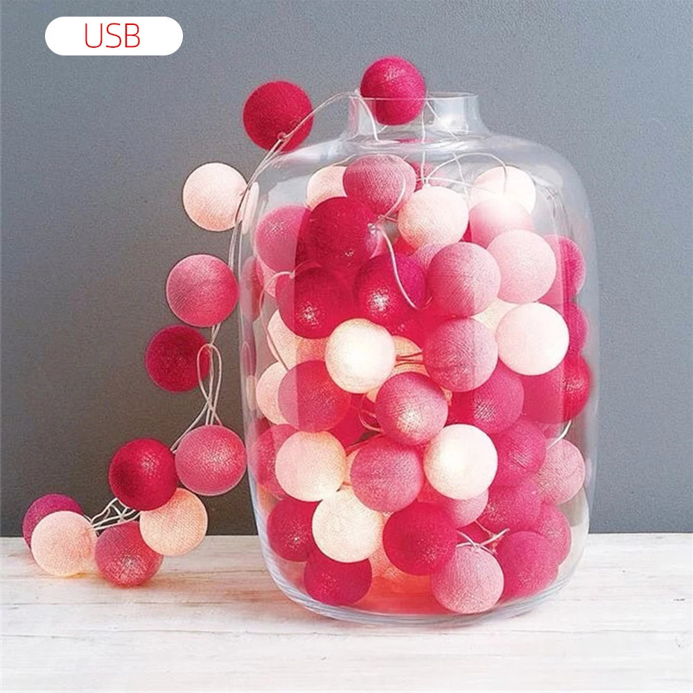 3M LED Cotton Ball Light String Outdoor Garland Light Holiday Wedding Christmas Party Gift Bedroom Fairy Lights Decoration - Color: 5