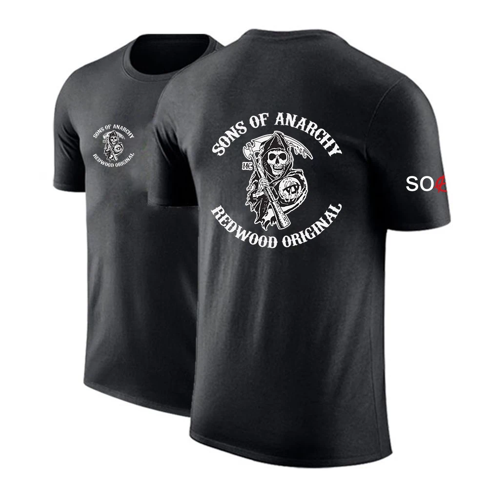 Летние Sons Of Anarchy изготовленный на заказ мужской SOA с короткими рукавами тонкая