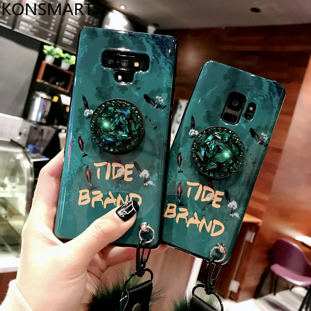 

Blue Light Case For Samsung Galaxy A10 A20 A30 A40S A50 A60 A20E A70 A80 A90 Case Luxury Rhinestone Holder Back Cover KONSMART