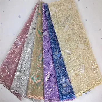 

purple Latest Nigerian Net Laces Fabrics High Quality Tulle African Laces Fabric Wedding French Tulle Lace Material 2020 pink