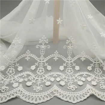 

Cotton 3D Flower Embroidered Tulle Mesh Lace Trim for Sewing Accessories Embroidered Trim Pretty Lace Fabric DIY Wedding Dress