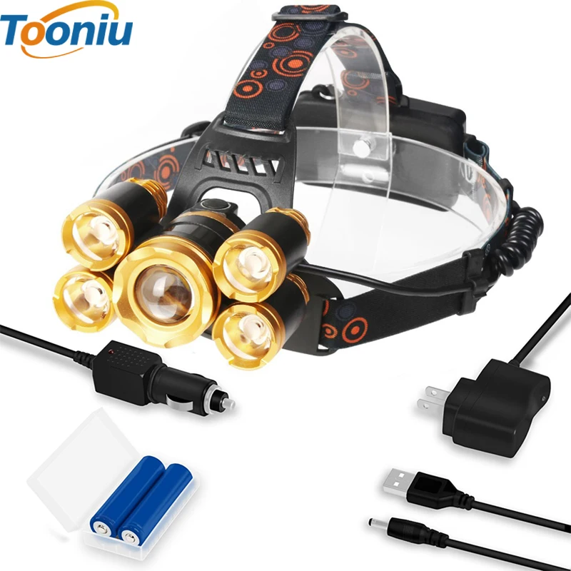 

Led Headlamp 5 Chips XM-L T6 LED Headlight 12000 Lumen Head Lamp Flashlight Lanterna 4 Switch Model Choose Battery Charger