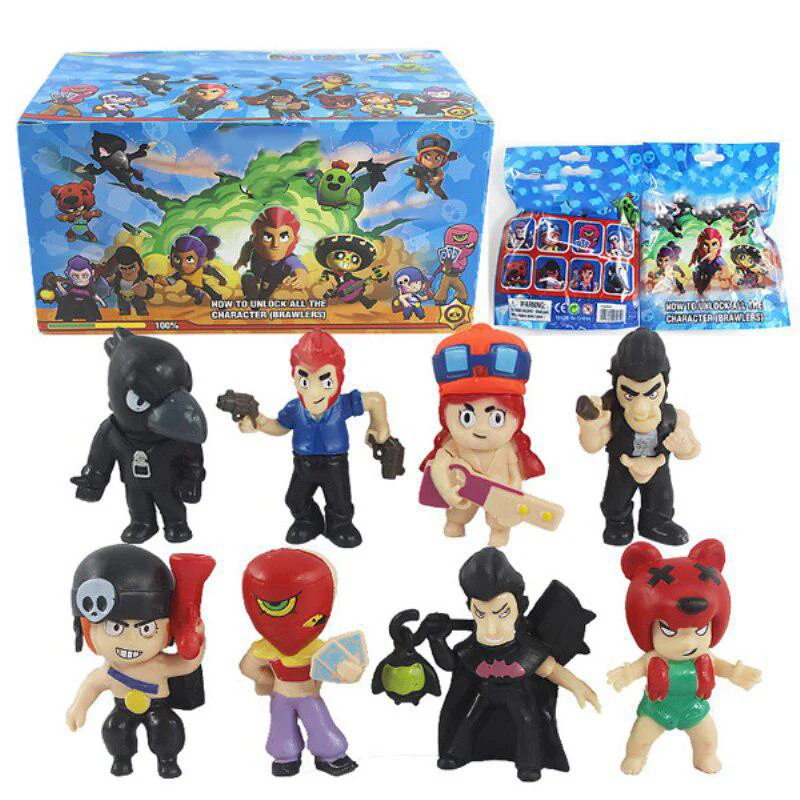 

24 packs/lot Brawl figure game Toys with card Pack star hero model Spike Shelly Colt Leon doll New Year Xmas gift for Children