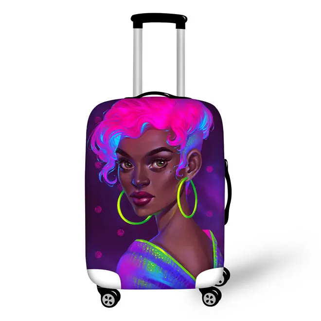 WHEREISART афро Леди Черная Девушка багажная крышка Африка красота чемодан принцессы Чехлы Эластичный Чемодан на колесиках для путешествий Чехол - Цвет: YQ3700