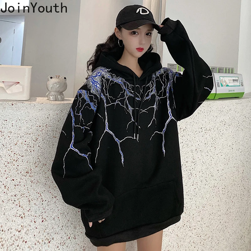 JoinYouth Harajuku теплые зимние толстовки женские 2019 японский стиль печати с капюшоном BF