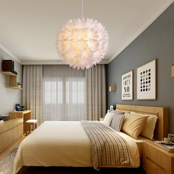 

Nordic Modern Creative Personality Bird's Nest and Feather Chandeliers, Applied to Bedroom Dining Room Children's Room Lights AC