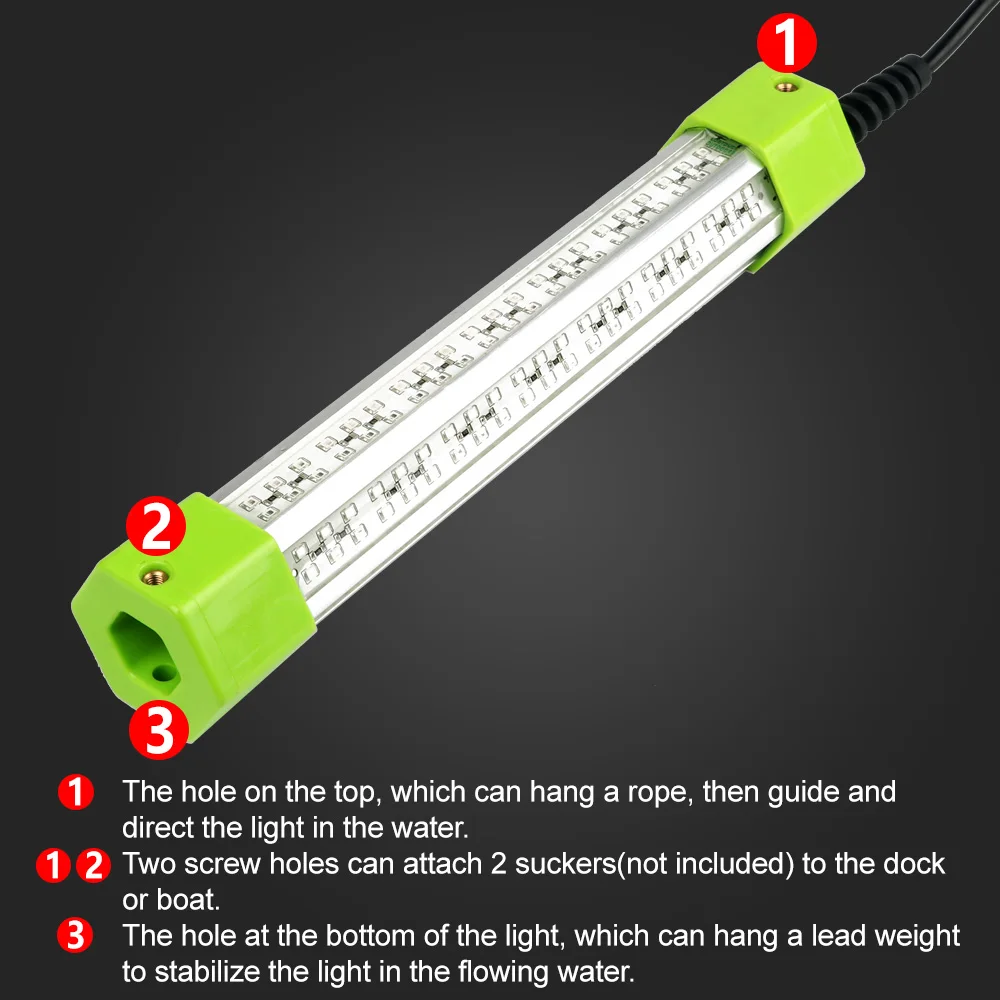 AC 110V 220V 450W Green White Blue Yellow IP68 Aluminum High Power LED Fish  Attracting Lure Submersible Underwater Fishing Light - AliExpress