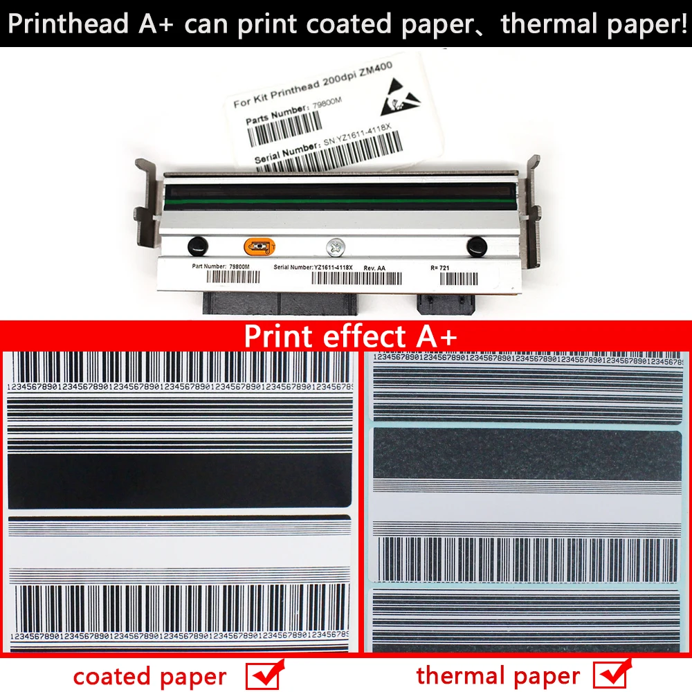 メール便無料】【メール便無料】G79058M Print Head Printhead For Zebra Z6M Z6M Plus Thermal  Label Printer 200DPI Genuine プリンター周辺機器、アクセサリー