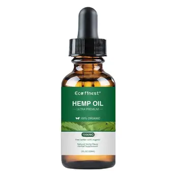 

30ml Organic Hemp Oil for Pain Relief Sleep Aid Anti Stress 1000mg Hemp Extract Drops ECO Finest Facial Body Skin Care Help